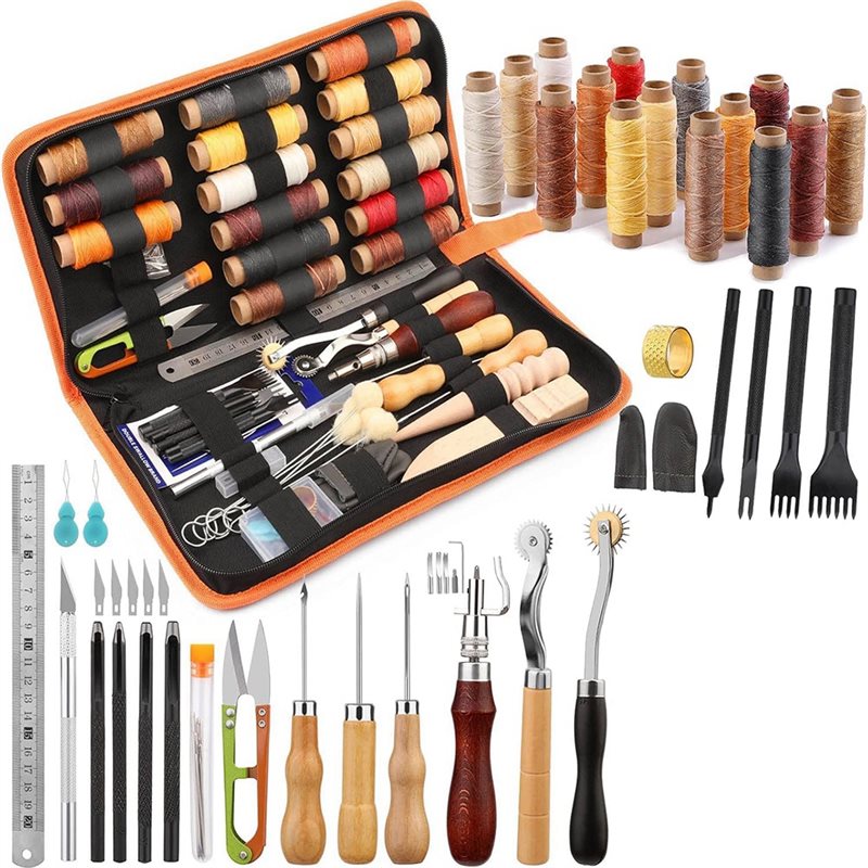 Leatherwork Beginner Tools - AB08-Perlengkapan Alat Kerja Kulit 66 Buah