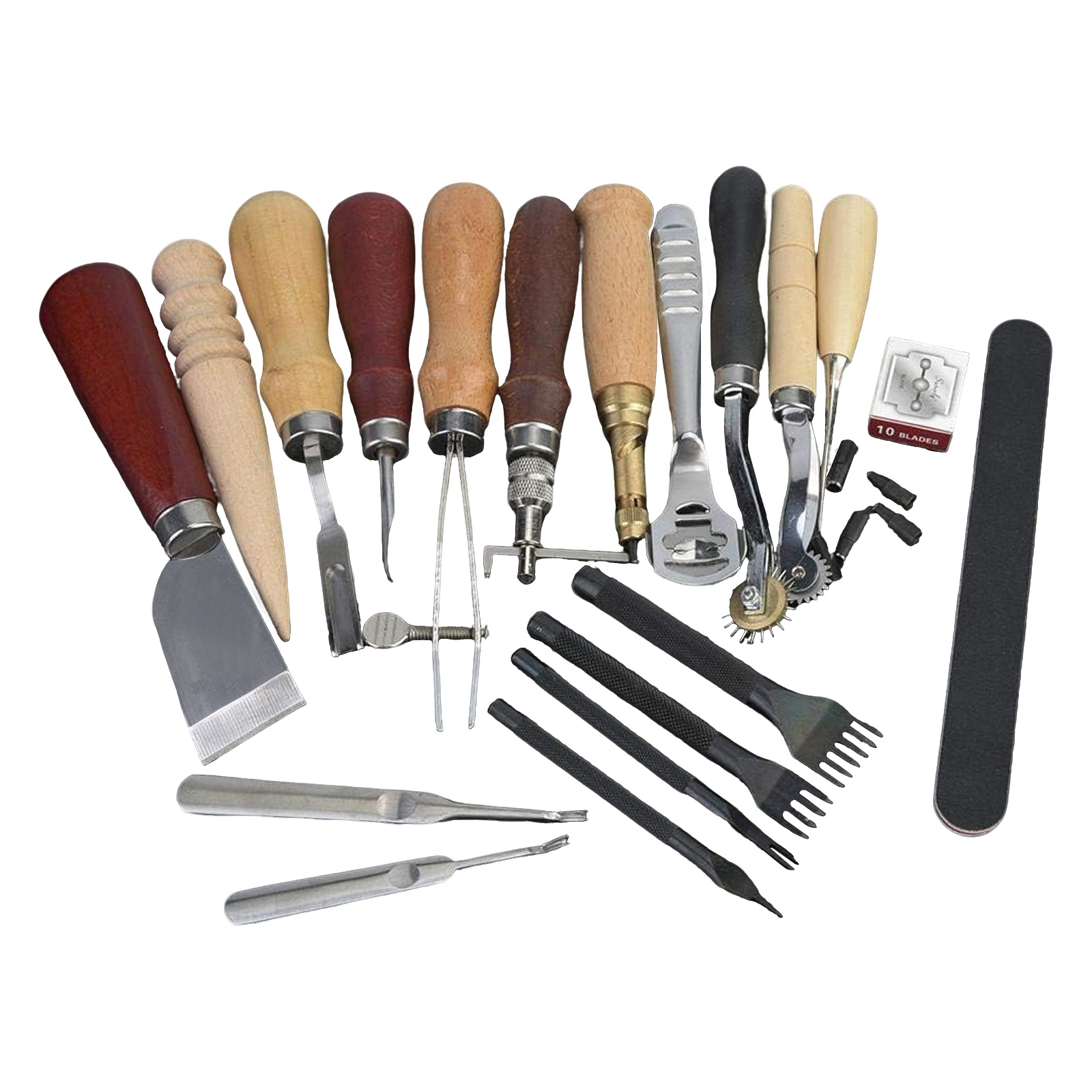 Leatherwork Beginner Tools - Peralatan Kulit, 19 Pcs Perlengkapan Kerajinan