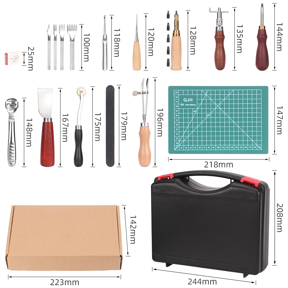 QJH 15 Buah Set Peralatan Kera - Leatherwork Beginner Tools ulasan dan harga