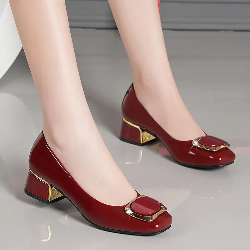 Sepatu hak kotak Slip on merah - Leatherworking Classic ulasan dan harga